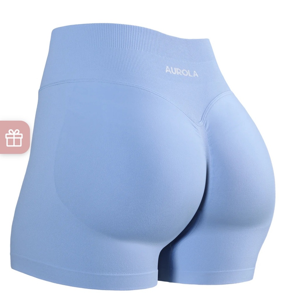 Aurola High-Waist Sculpting Athletic Shorts - Light Blue